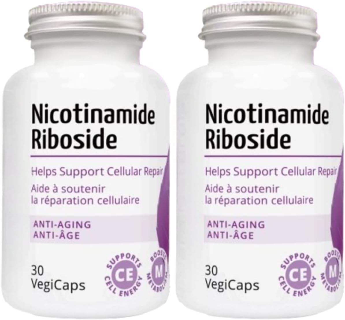 Nicotinamide Riboside & CoQ10 Capsules - 300mg NR & 400mg CoQ10 per Serving, 30 Vegetarian Capsules per Bottle (60 Capsules - 2 Pack)