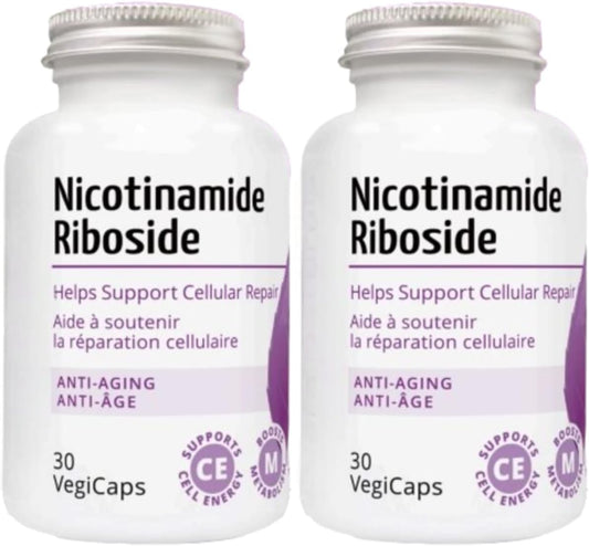 Nicotinamide Riboside & CoQ10 Capsules - 300mg NR & 400mg CoQ10 per Serving, 30 Vegetarian Capsules per Bottle (60 Capsules - 2 Pack)