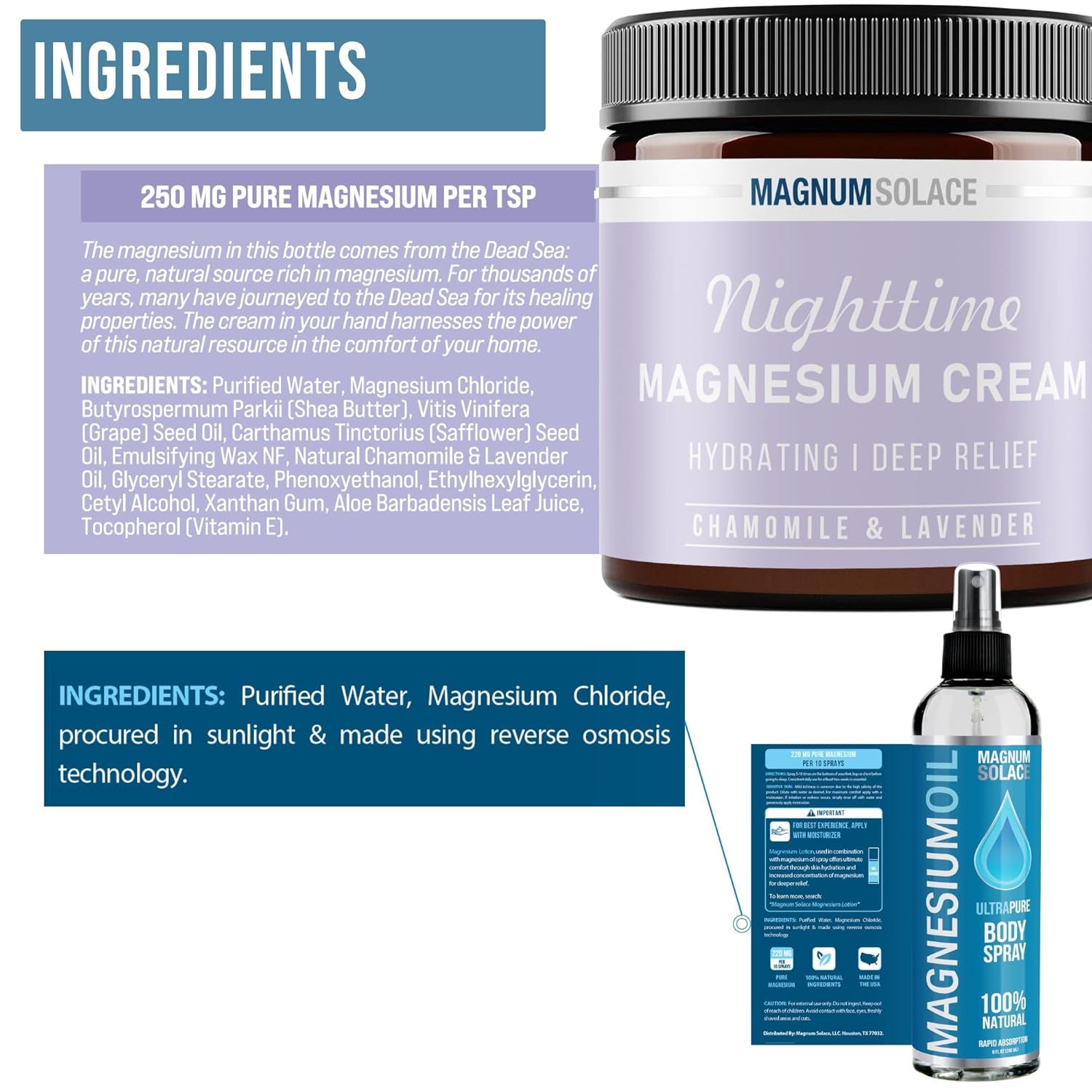 Nighttime Magnesium Cream and Oil Bundle - Magnum Solace, 2 Pack