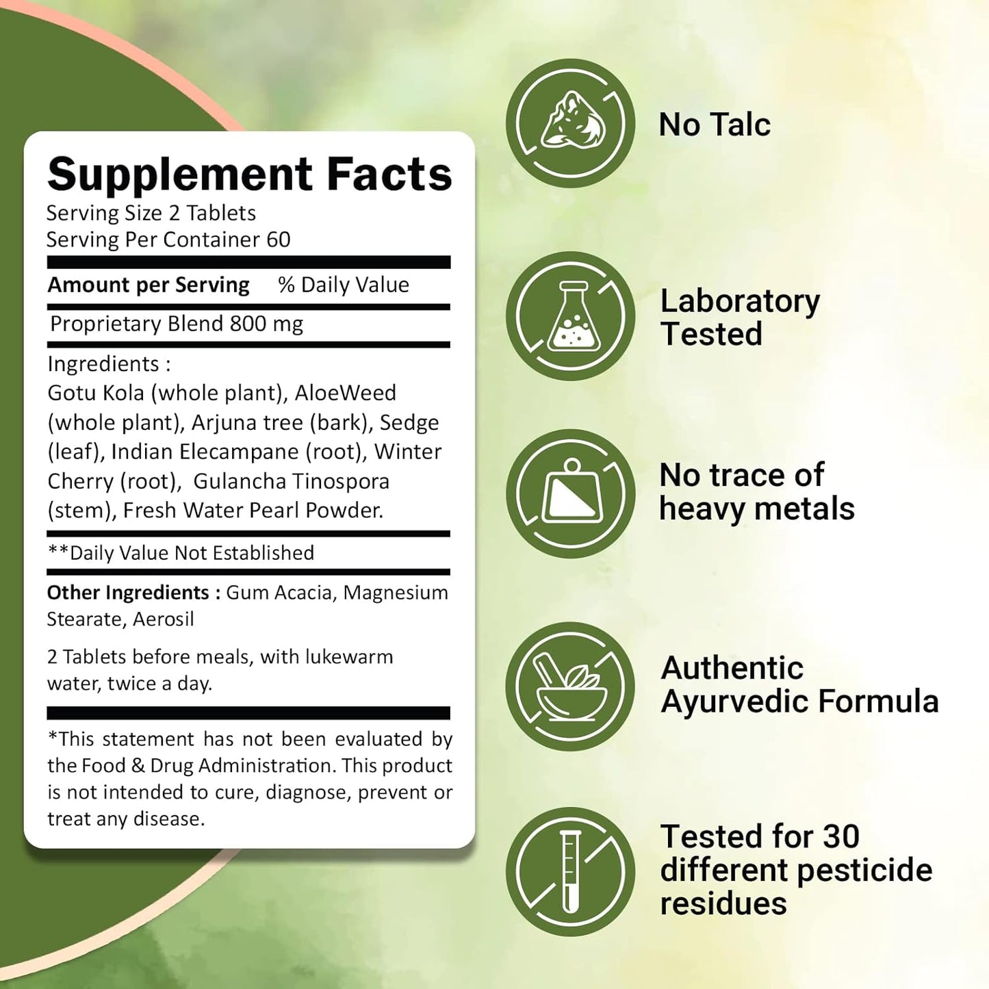 Nirogam Ivy's Mukta Vati Natural Heart Care Supplement - 60 Pills for Healthy Heart & Blood Pressure Support