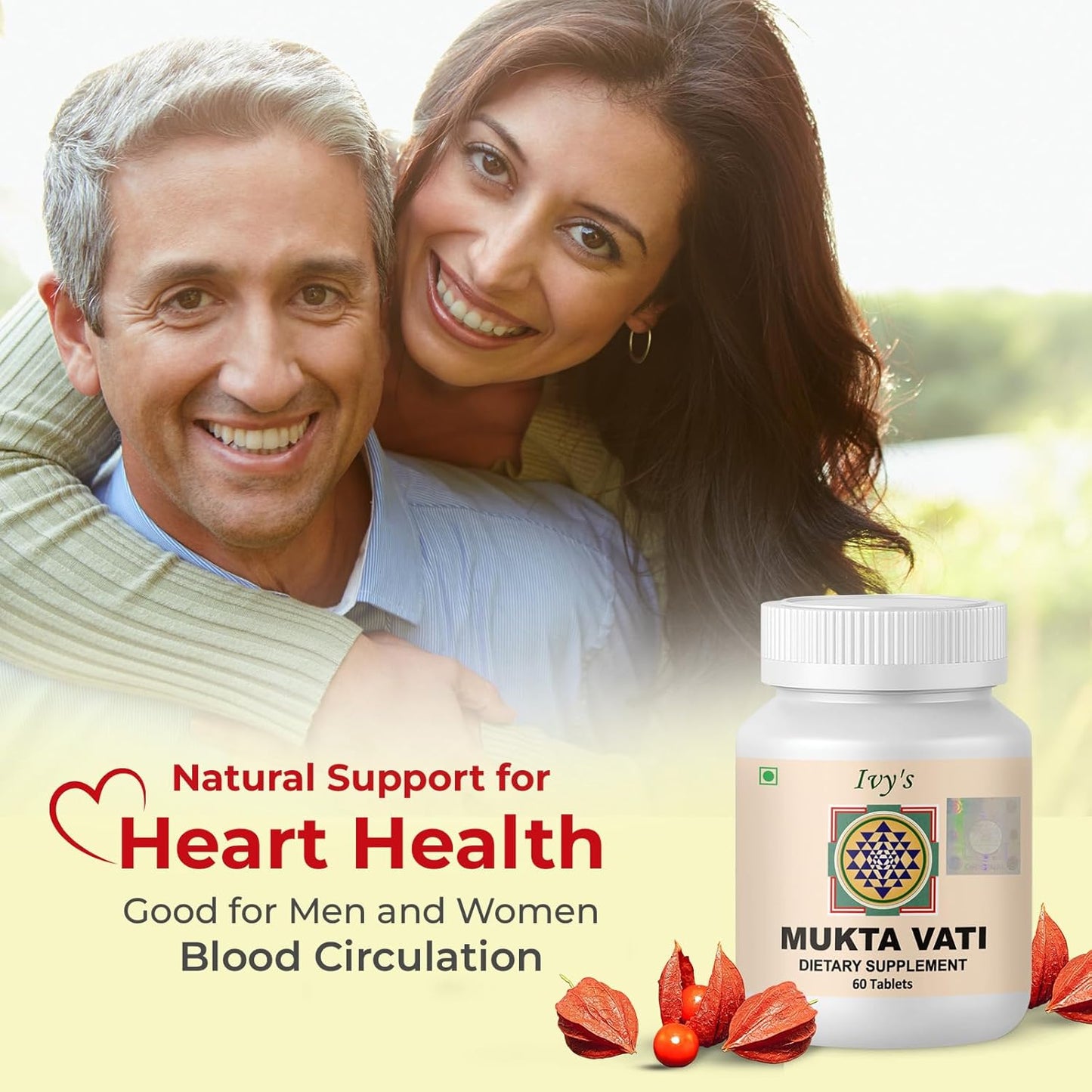 Nirogam Ivy's Mukta Vati Natural Heart Care Supplement - 60 Pills for Healthy Heart & Blood Pressure Support