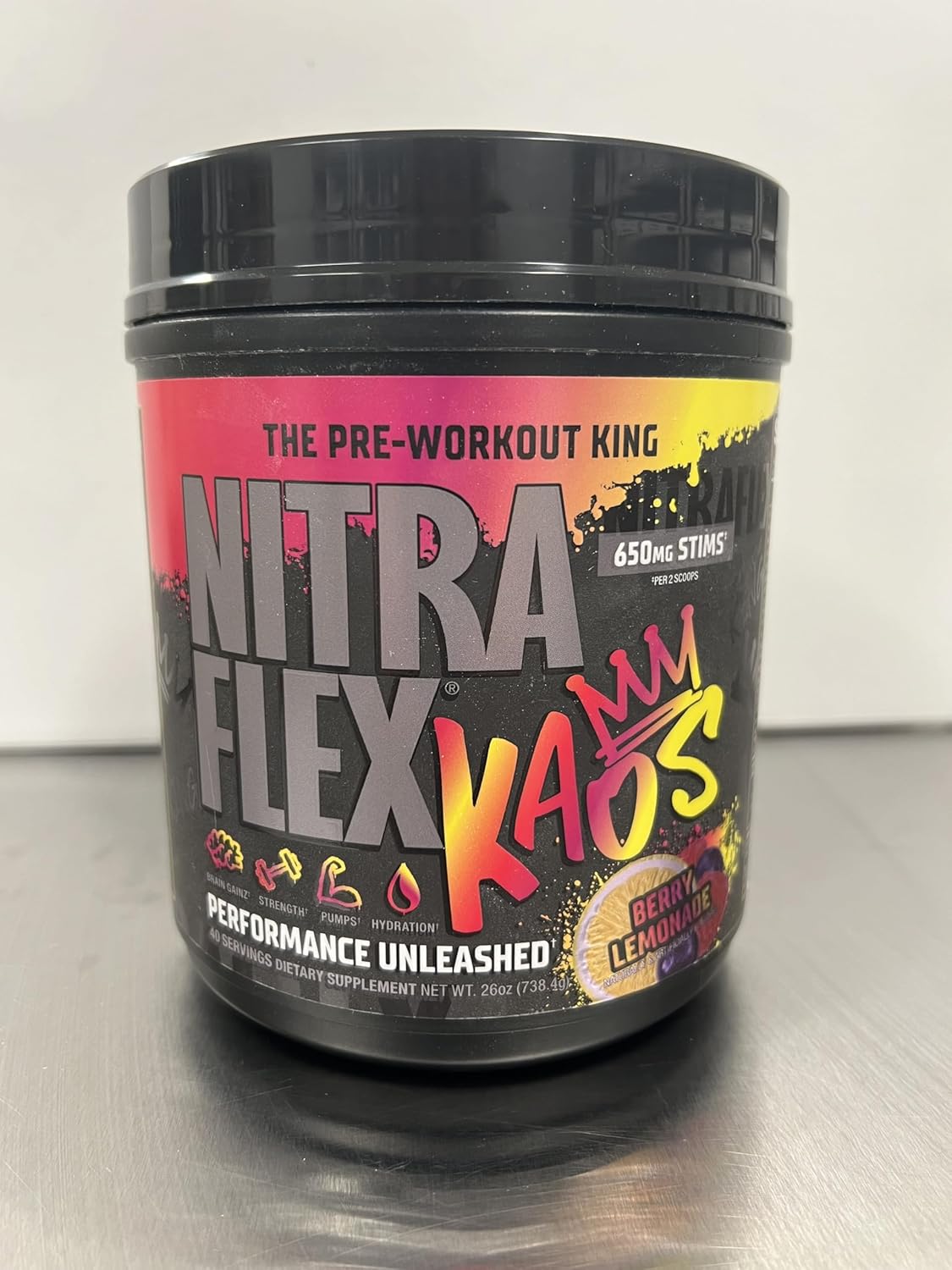 Nitraflex KAOS Berry Lemonade Pre-Workout Powder by GAT SPORT - Energizing Blend for Enhanced Performance