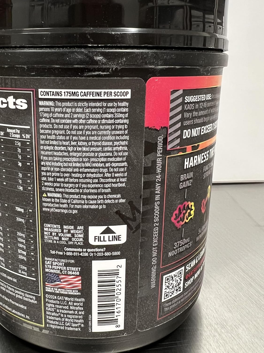 Nitraflex KAOS Berry Lemonade Pre-Workout Powder by GAT SPORT - Energizing Blend for Enhanced Performance