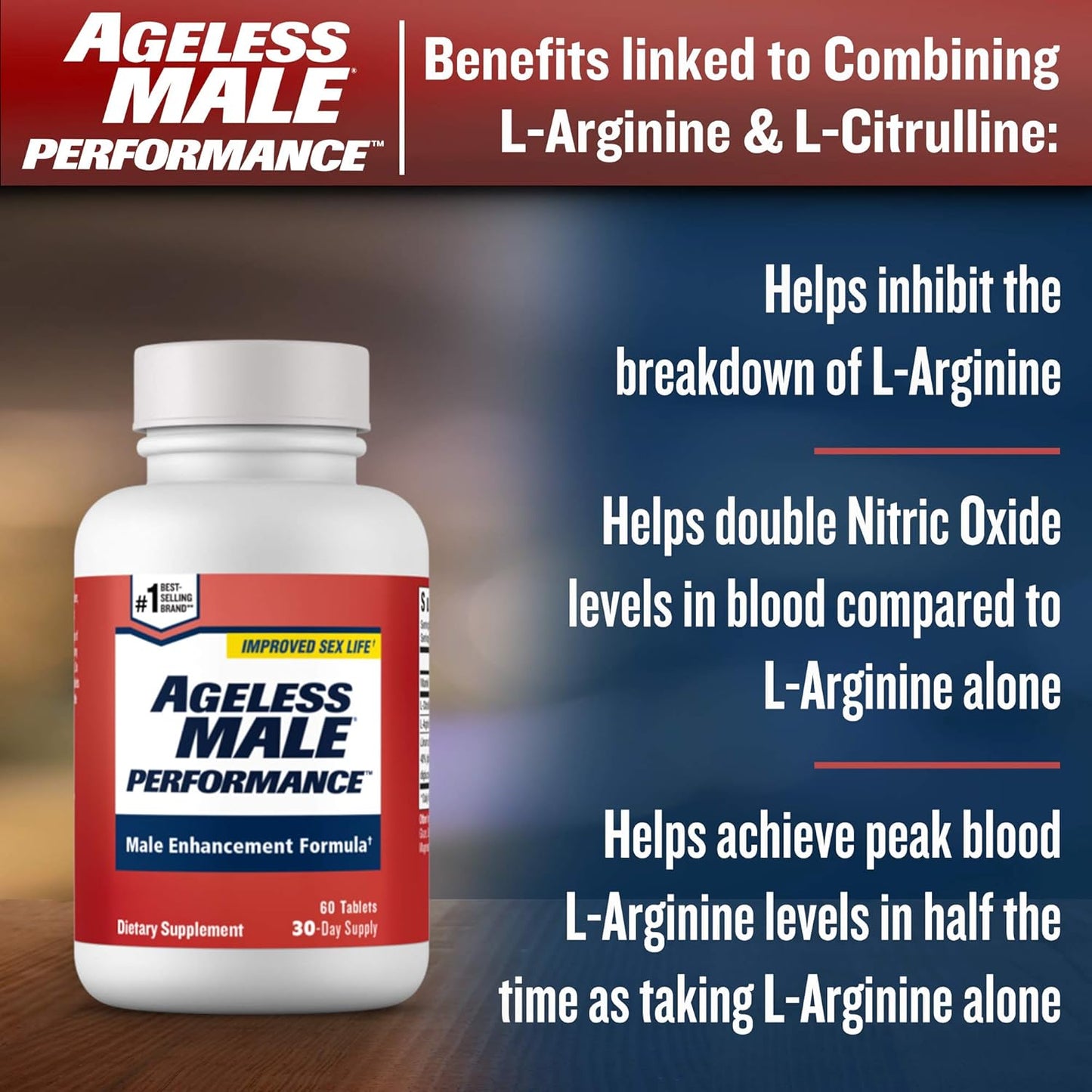 Nitric Oxide Booster for Men - Improve Blood Flow, Energy, Drive, and Stamina with Ageless Male Performance Supplement