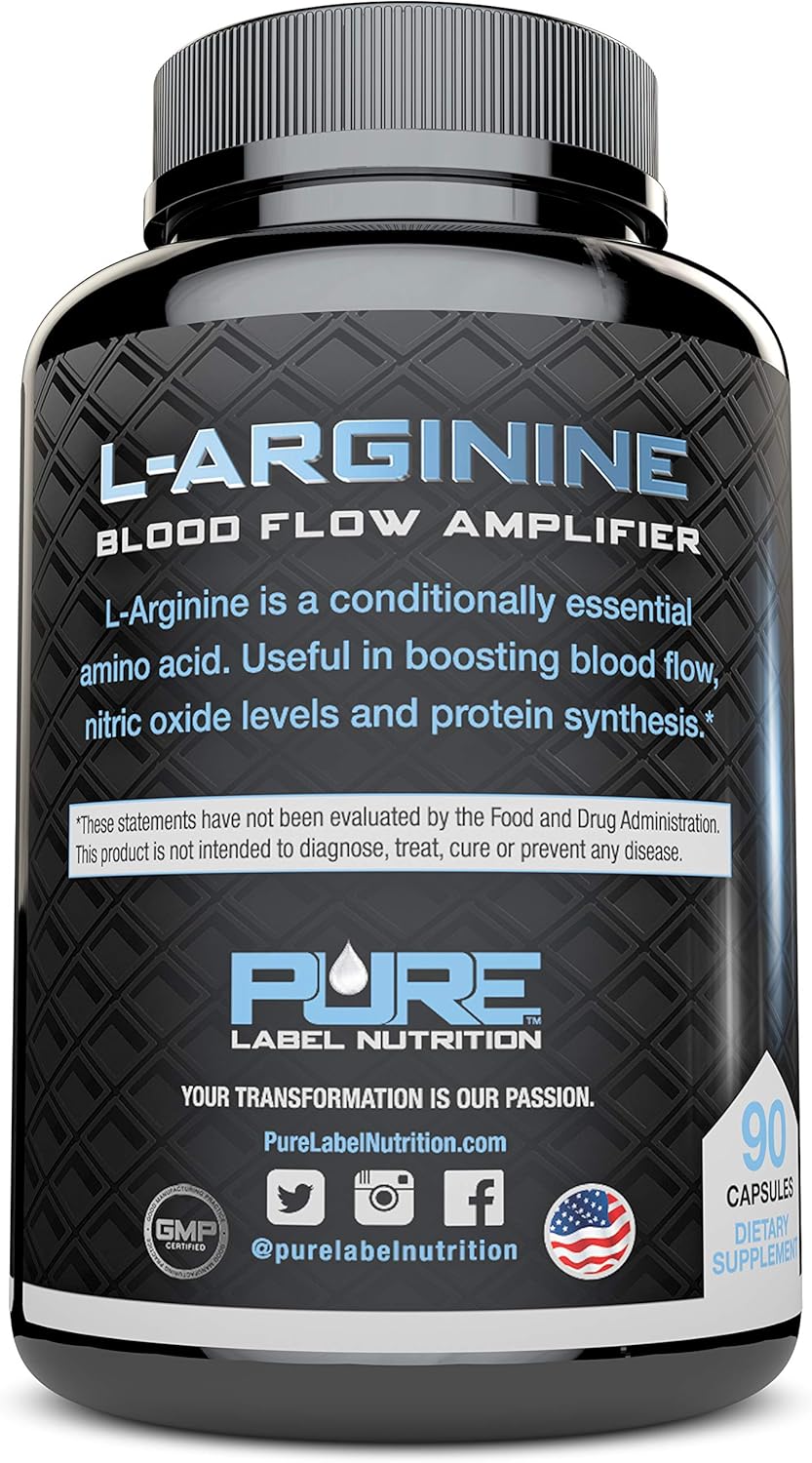 Nitric Oxide Booster: L-Arginine Capsules for Muscle Building and Energy - 90 Capsules
