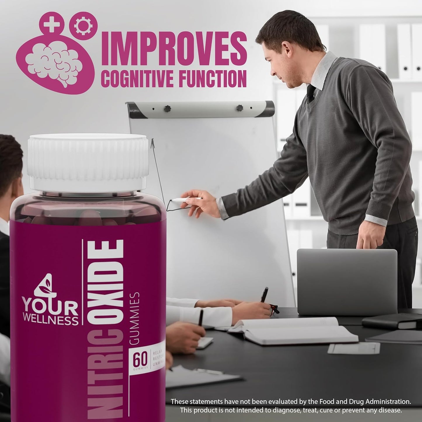 Nitric Oxide Gummies with Beet Root Extract for Blood Pressure Support - Gluten Free, Non-GMO, Kosher - 60 Count Mixed Berry Flavor