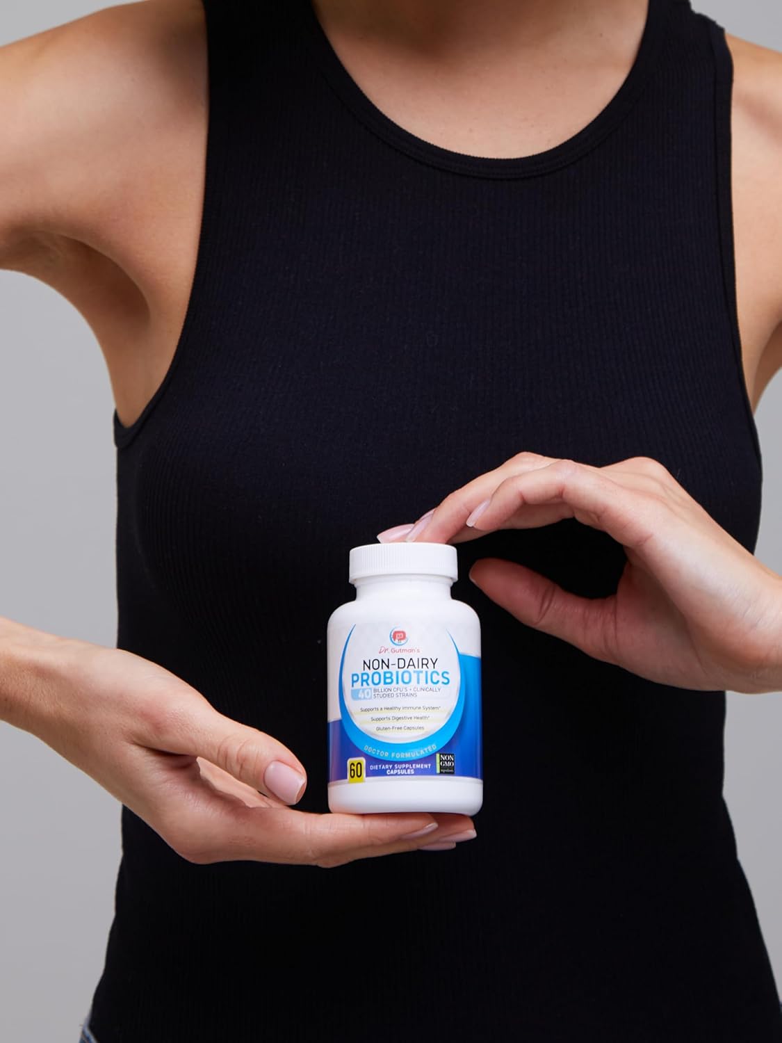 Non-Dairy Probiotics for Women and Men, 40 Billion CFU, Gluten-Free, All-Natural, Non-GMO, Dr. Gutman's® - 60 Veggie Capsules for Digestive Health & Immune Support