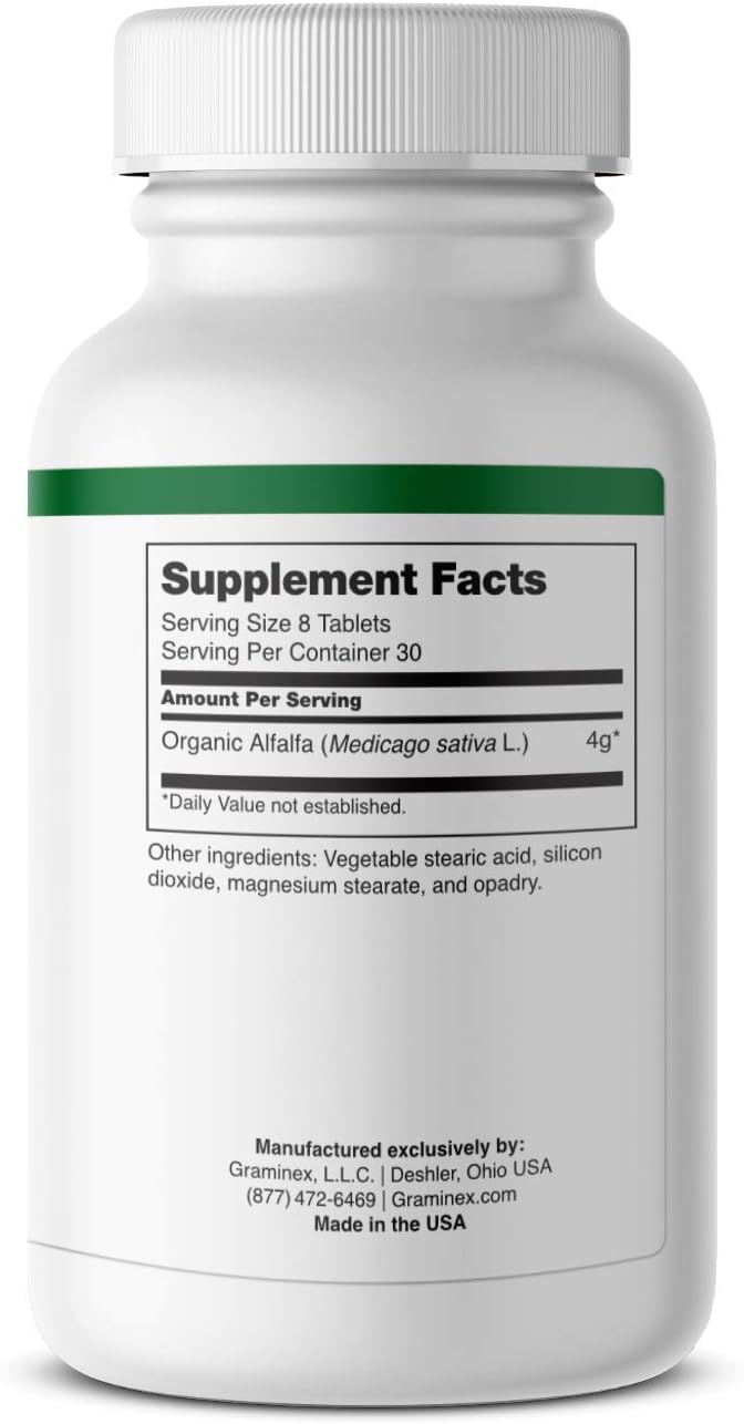 Non-GMO Alfalfa Tablets with Vitamins, Minerals, and Amino Acids - 240 Tablets