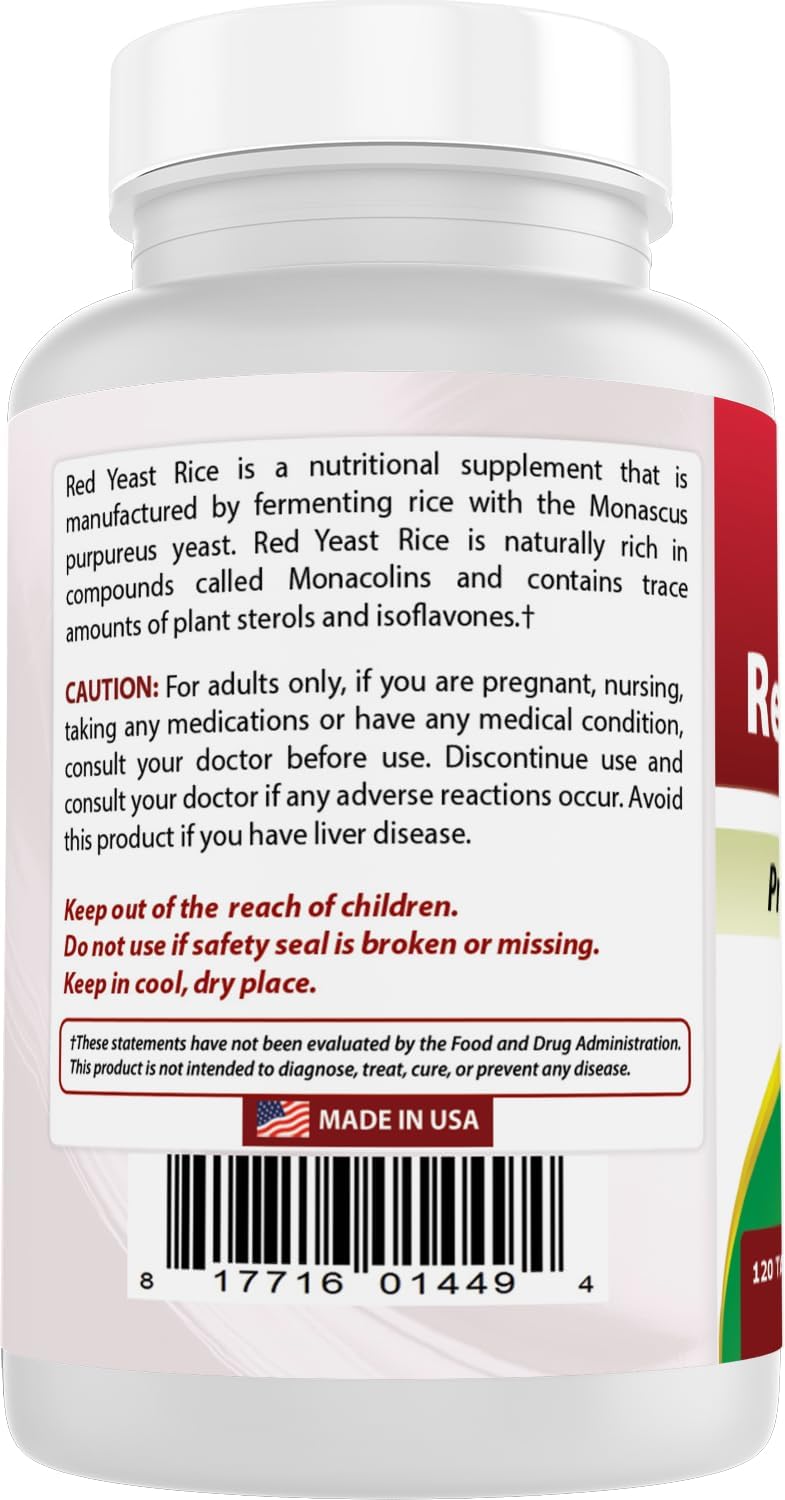 Non-GMO Best Naturals Red Yeast Rice 1200mg - 360 Tablets, Pack of 3