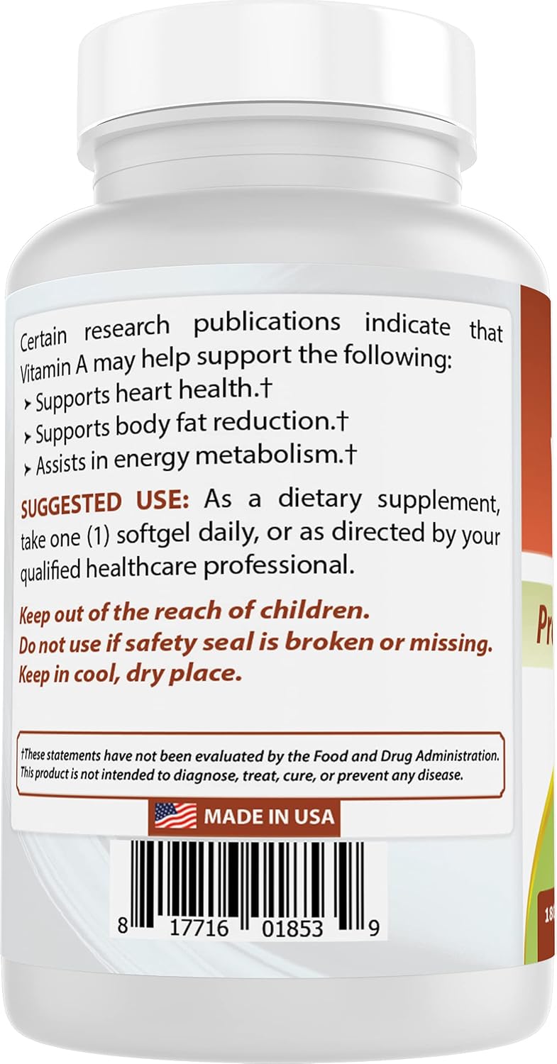 Non-GMO Best Naturals Vitamin A 25000 IU Softgels for Healthy Vision & Immune System, 180 Count Pack of 3