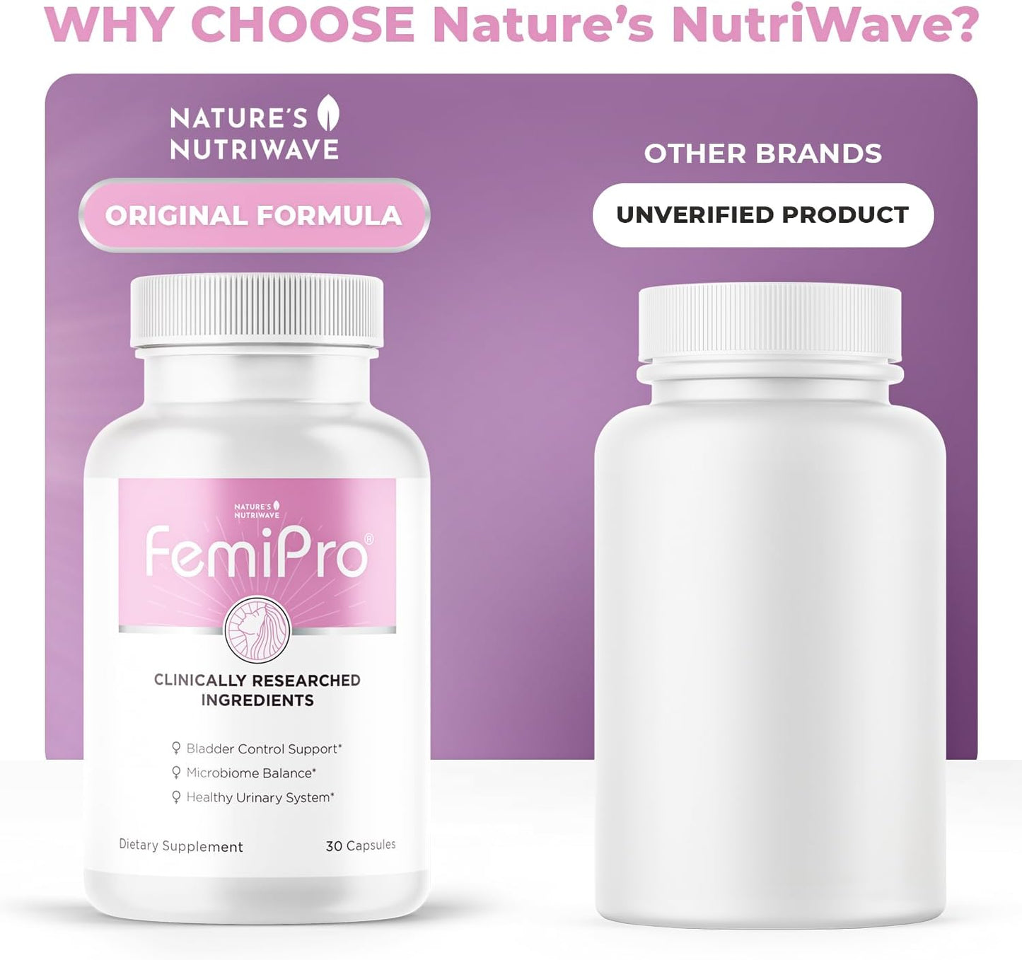 Non-GMO Bladder Control Supplements for Women & Men, Natural Herb & Probiotic Blend, Supports Urinary Health - 30 Capsules, Made in USA