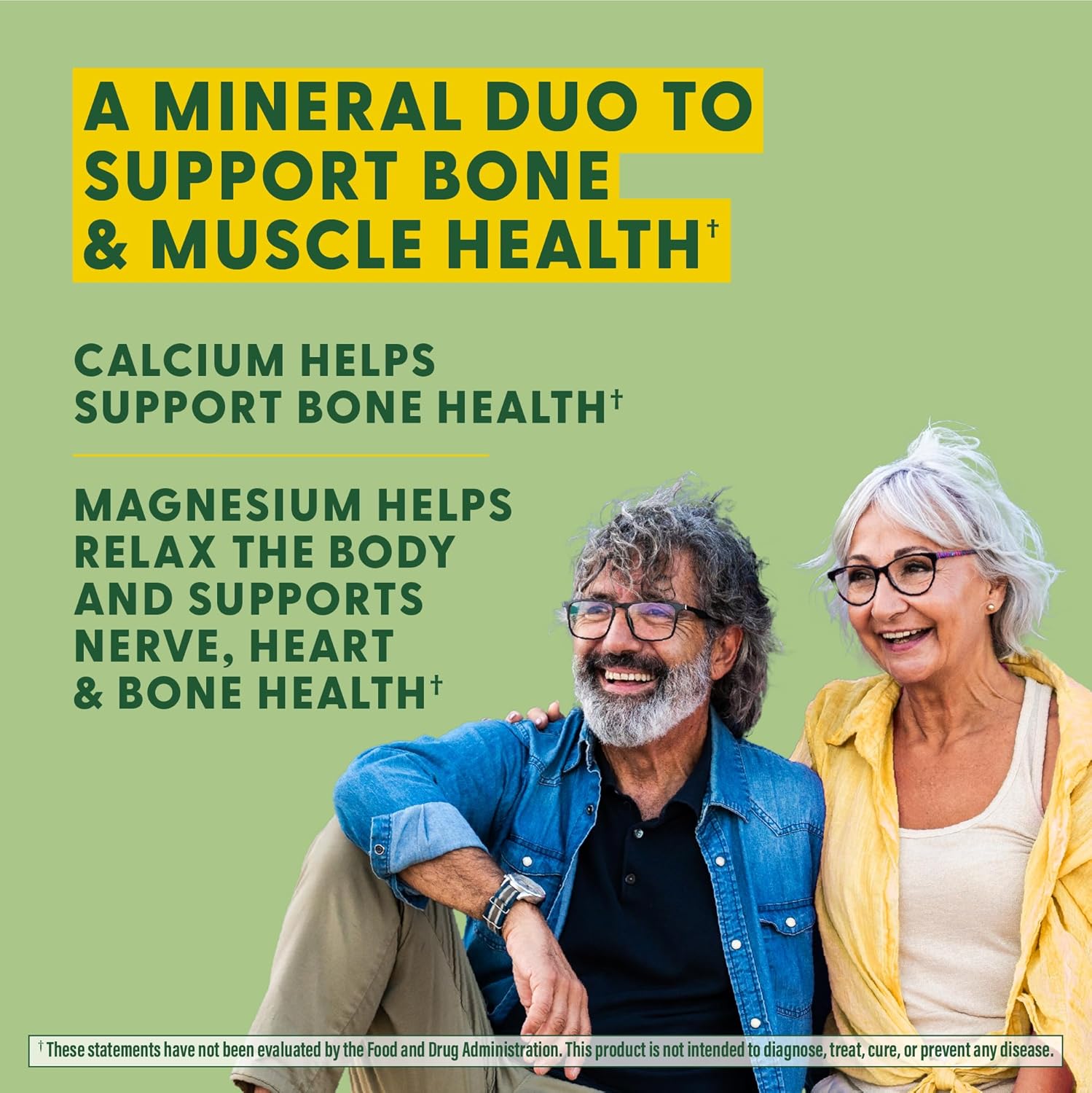 Non-GMO Calcium Magnesium Supplement with Fermented Magnesium Glycinate for Bone and Heart Health - 60 Tabs