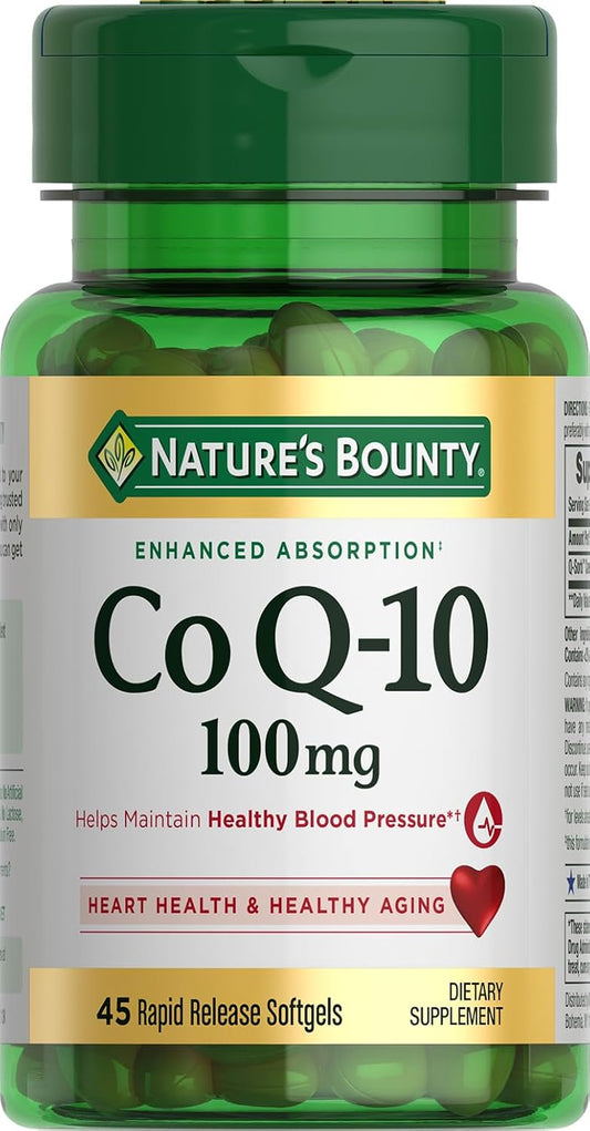 Non-GMO CoQ10 100mg Softgels for Heart Health Support - Antioxidant & Cardiovascular Wellness Supplement - 45 ct