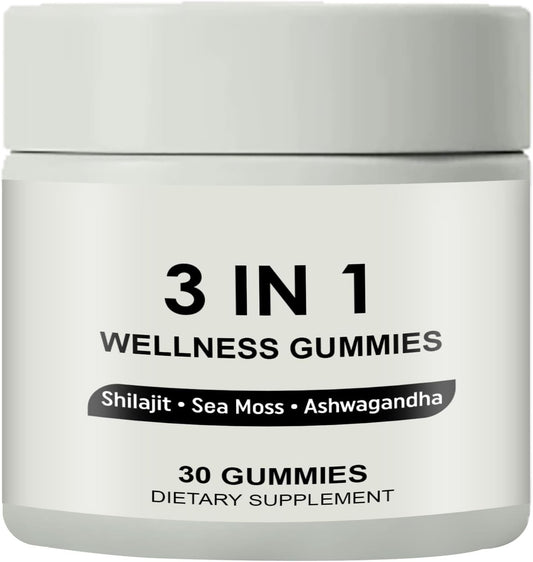 Non-GMO Enttgo 3 in 1 Shilajit Wellness Gummies for Men with Sea Moss and Ashwagandha