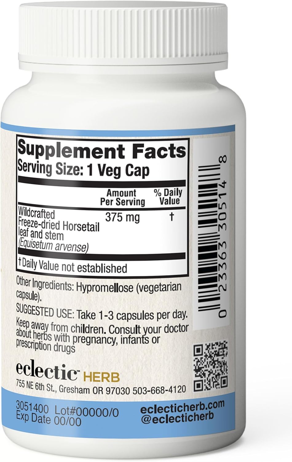 Non-GMO Horsetail Supplement Capsules - 90 CT (375 mg) | Raw Fresh Freeze-Dried Formula by ECLECTIC INSTITUTE