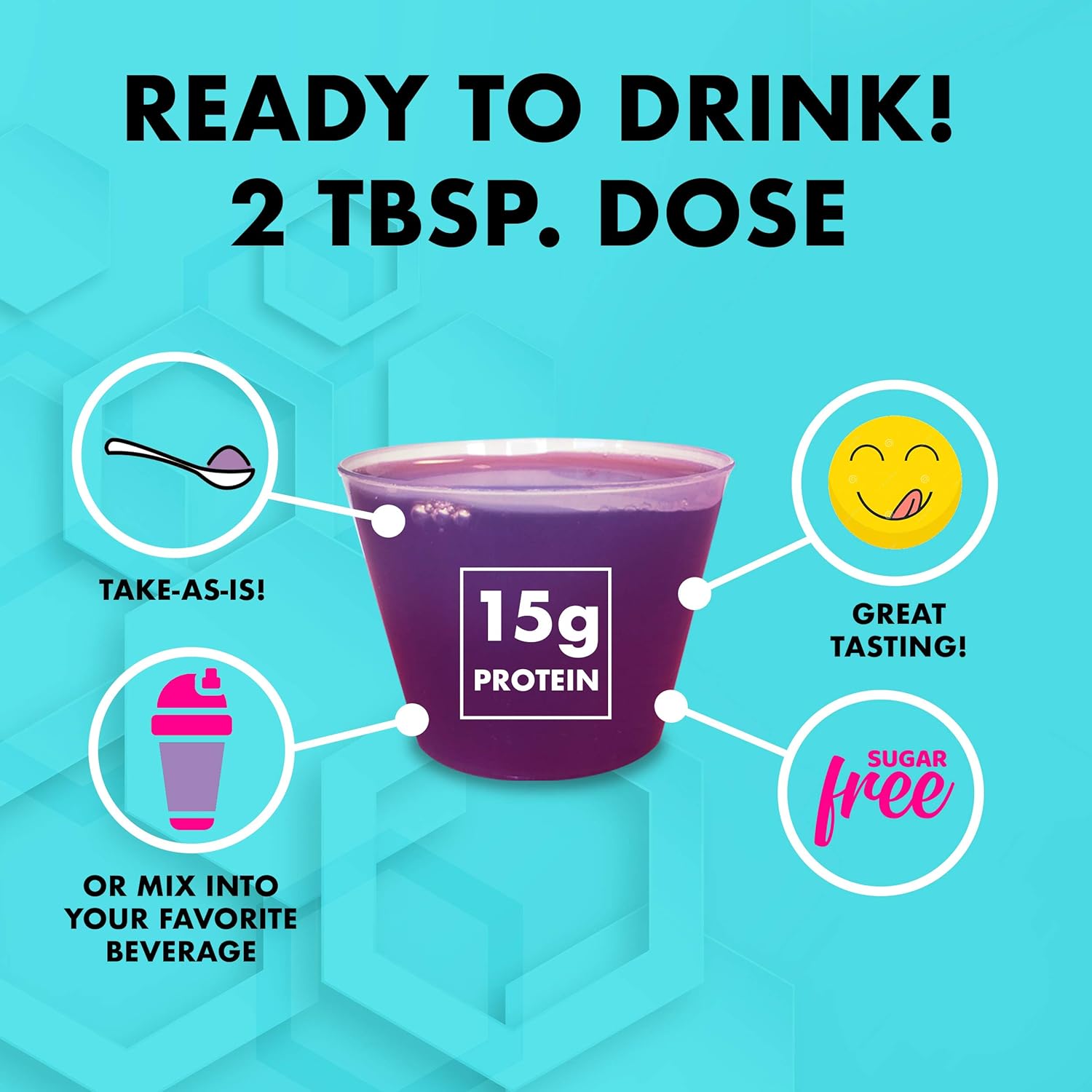 Non-GMO Liquid Collagen & Whey Protein Supplement - Sugar-Free Drink for Healthy Skin & Hair - Neutral Flavor, Single Serve Packets (25 Count)