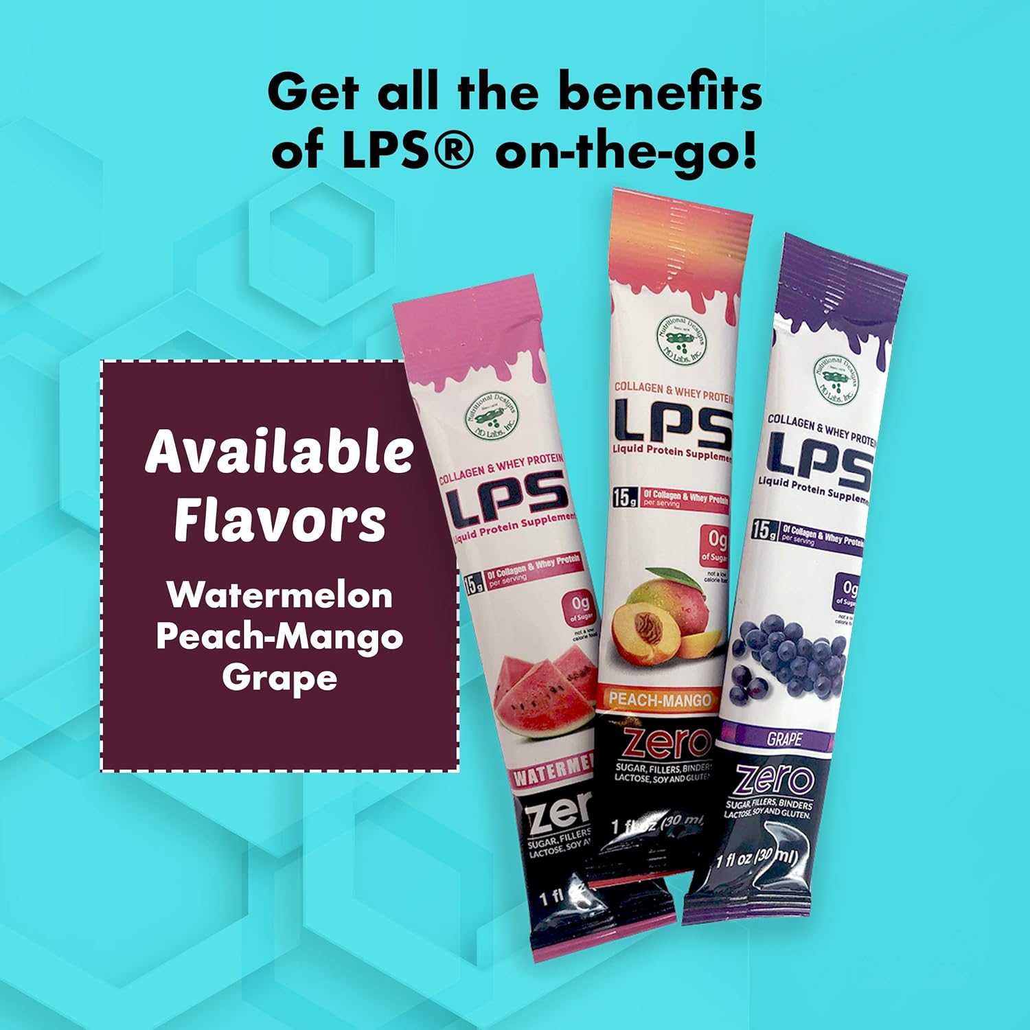 Non-GMO Liquid Collagen & Whey Protein Supplement - Sugar-Free Drink for Healthy Skin & Hair - Neutral Flavor, Single Serve Packets (25 Count)