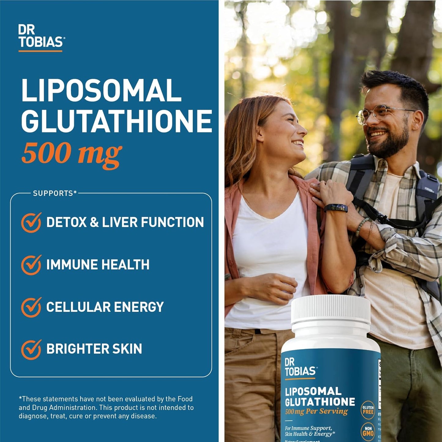 Non-GMO Omega 3 Fish Oil and Liposomal Glutathione for Immune Support, Skin Health, and Nutrient Absorption by Dr. Tobias