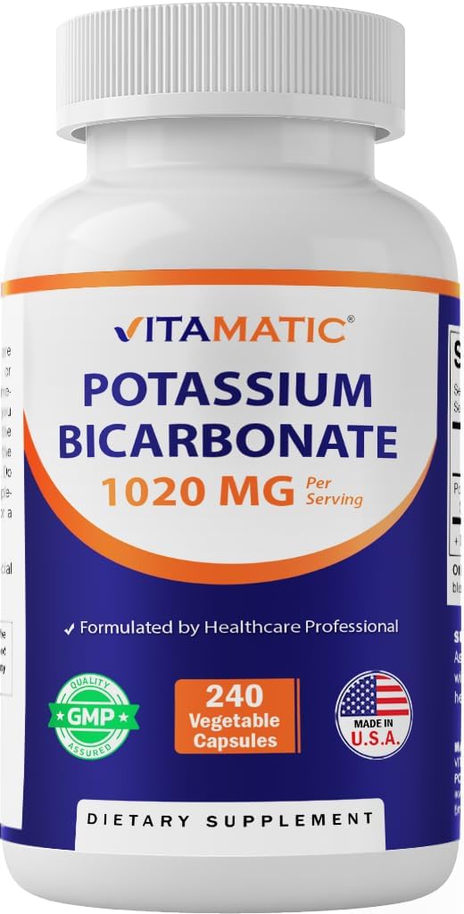 Non-GMO Potassium Supplement 1020mg - 240 Veg Capsules - Gluten Free - USA Made