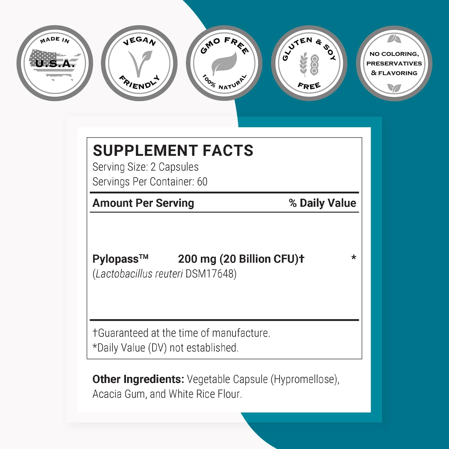 Non-GMO Probiotic L. Reuteri Bundle for H. Pylori - 60x2 & 120 Capsules - Gluten-Free Vegetarian Formula with Mastic Gum