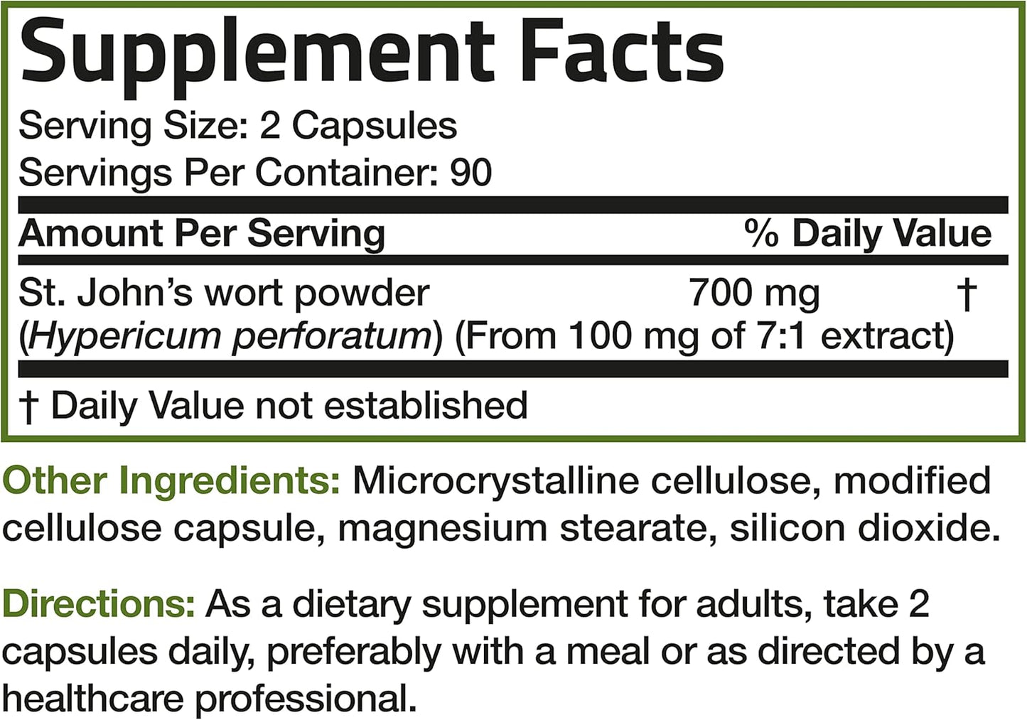 Non-GMO St. John's Wort Capsules - 700 MG per Serving, 180 Vegetarian Capsules for Positive Mood Support