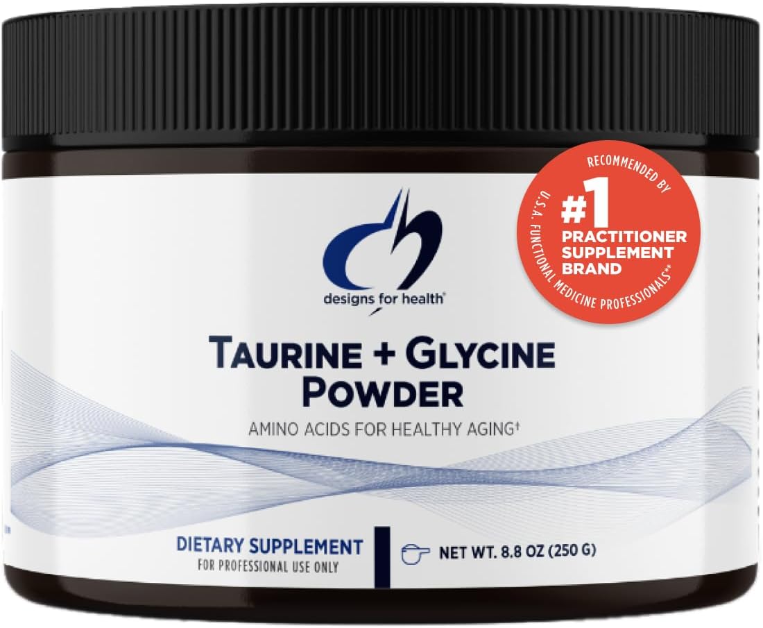 Non-GMO Unflavored Taurine and Glycine Amino Acid Powder for Cellular, Metabolic, and Heart Health Support - 250g