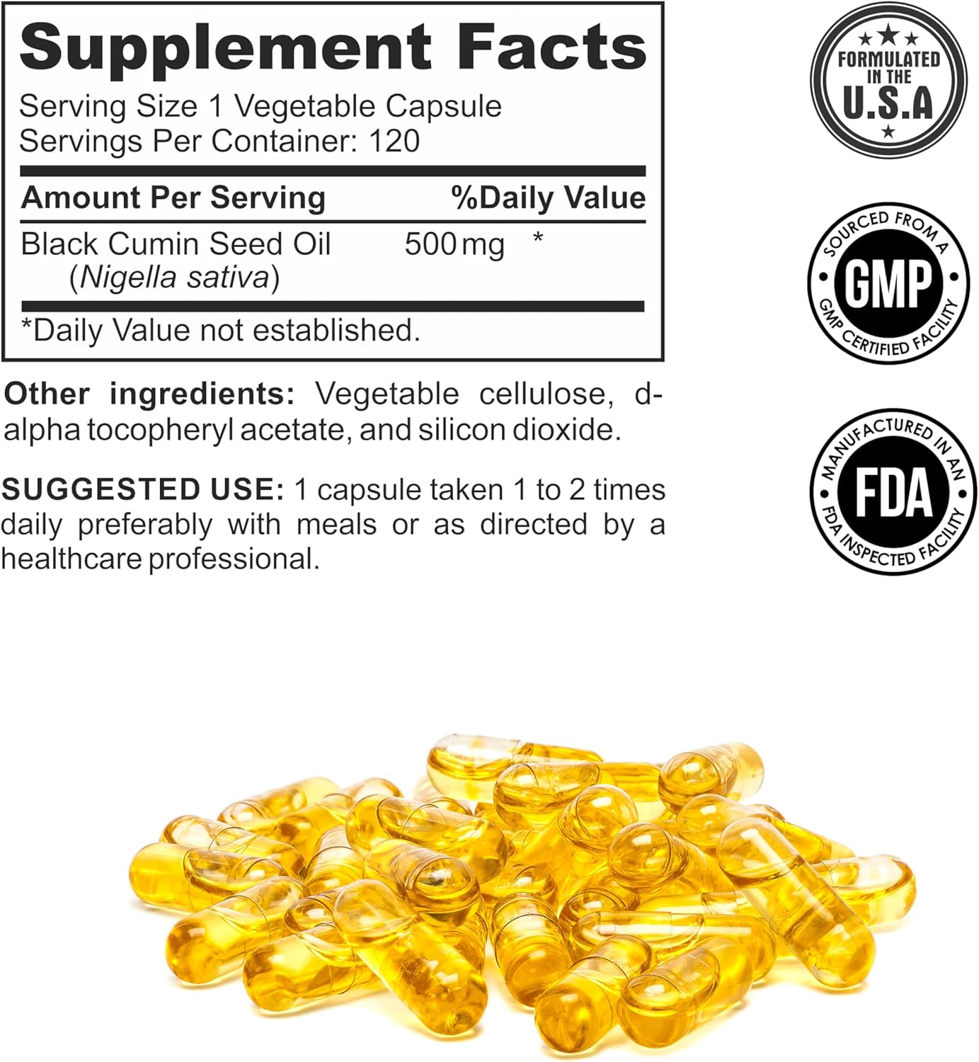 Non-GMO Vegan Black Seed Oil Capsules for Digestion, Joints, Hair & Skin - Cold-Pressed Nigella Sativa - 500mg - Super Antioxidant from Better Place Organics