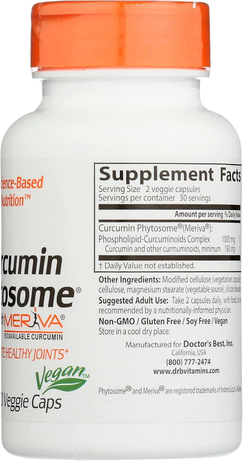 Non-GMO Vegan Curcumin Phytosome with Meriva by Doctor's Best - 60 Veggie Capsules