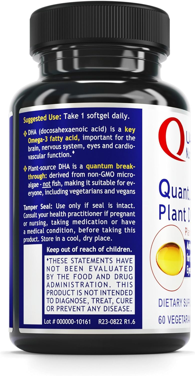 Non-GMO Vegan Plant DHA Supplement with Omega 3 Fatty Acids - Algae Based Formula for Men & Women - 60 Vegetarian Softgels