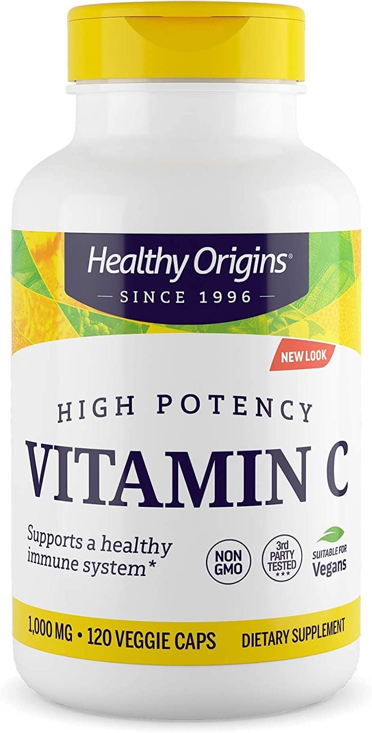 Non-GMO Vegan Vitamin C 1000mg - Immune Support & Cell Function - Gluten-Free Supplement - 120 Veg Capsules
