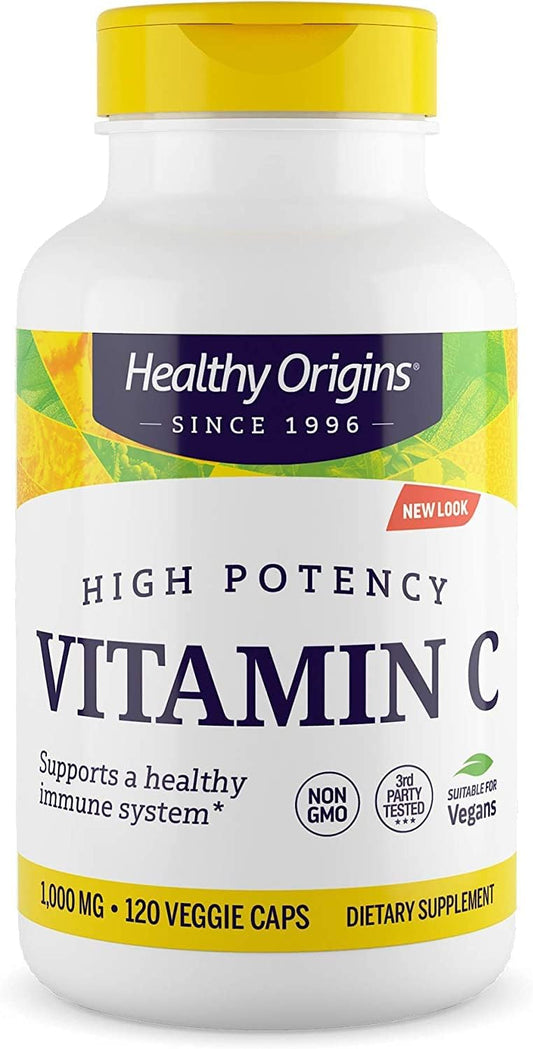 Non-GMO Vegan Vitamin C 1000mg - Immune Support & Cell Function - Gluten-Free Supplement - 120 Veg Capsules