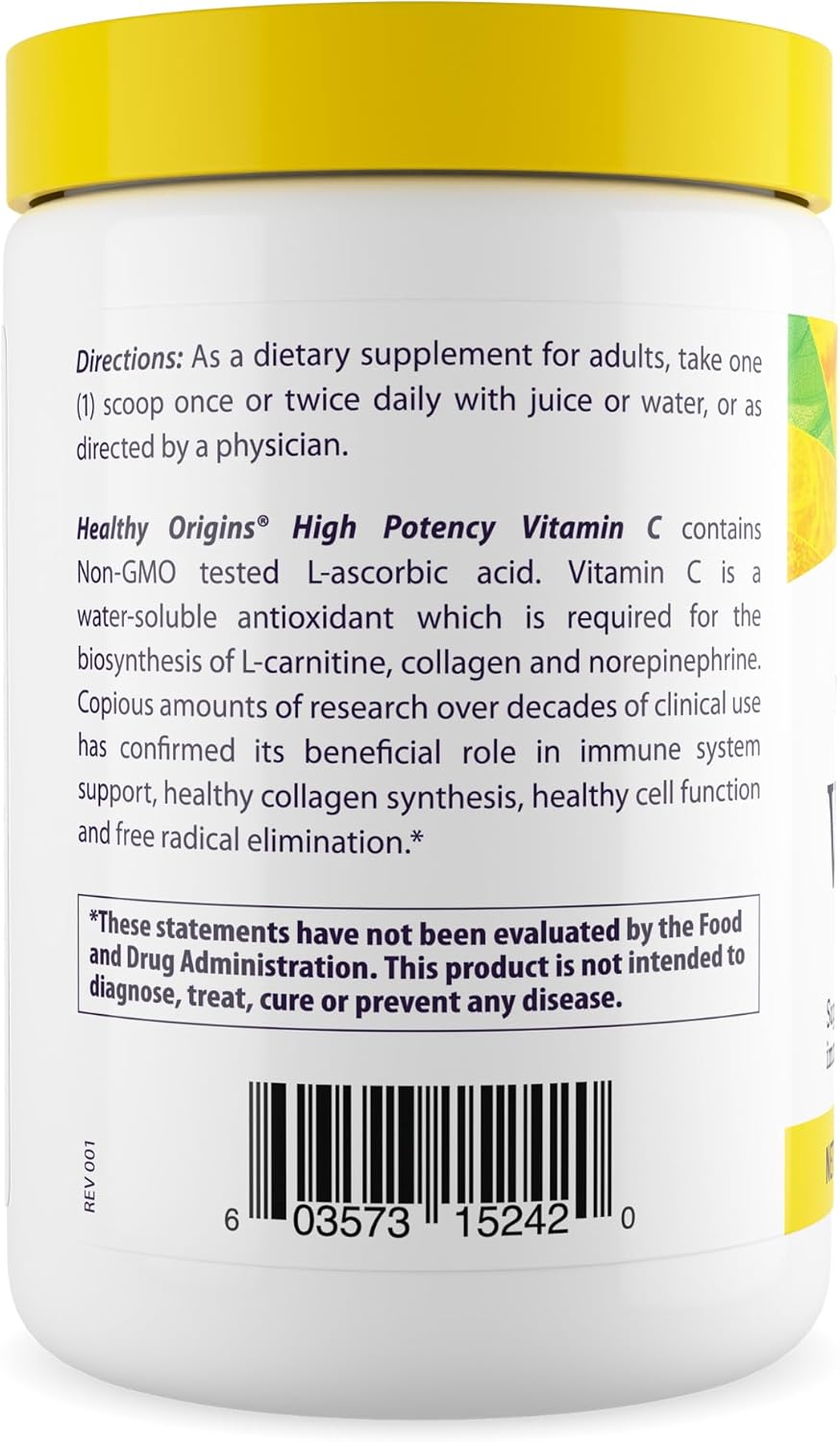 Non-GMO Vegan Vitamin C Powder Supplement for Immune Support - 16 Oz