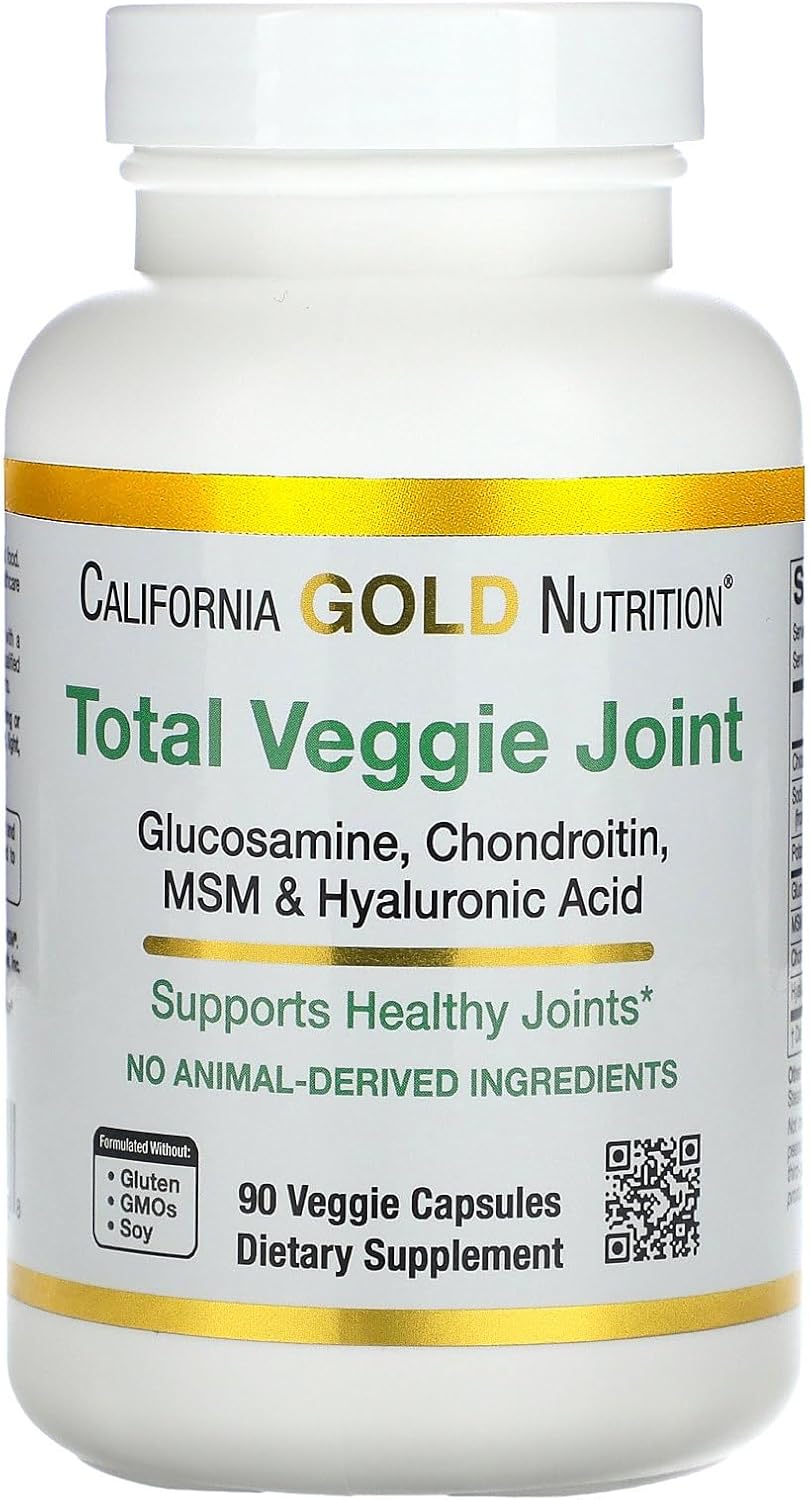 Non-GMO Vegetarian Joint & Bone Support Formula with Glucosamine, Chondroitin, MSM, Hyaluronic Acid - 90 Veg Caps