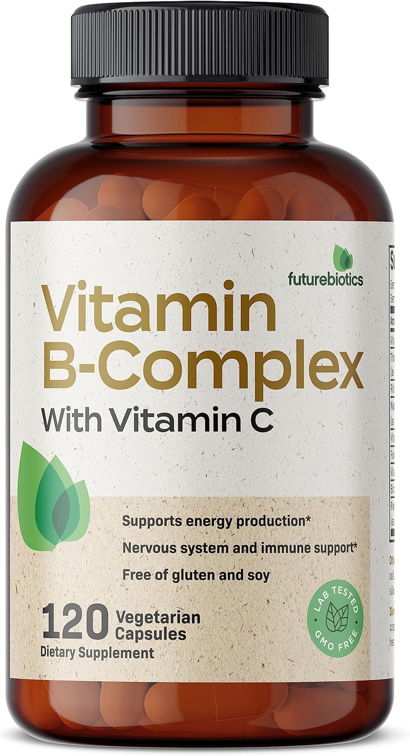 Non-GMO Vitamin B Complex with Vitamin C for Energy & Immune Support - 120 Vegetarian Capsules by Futurebiotics