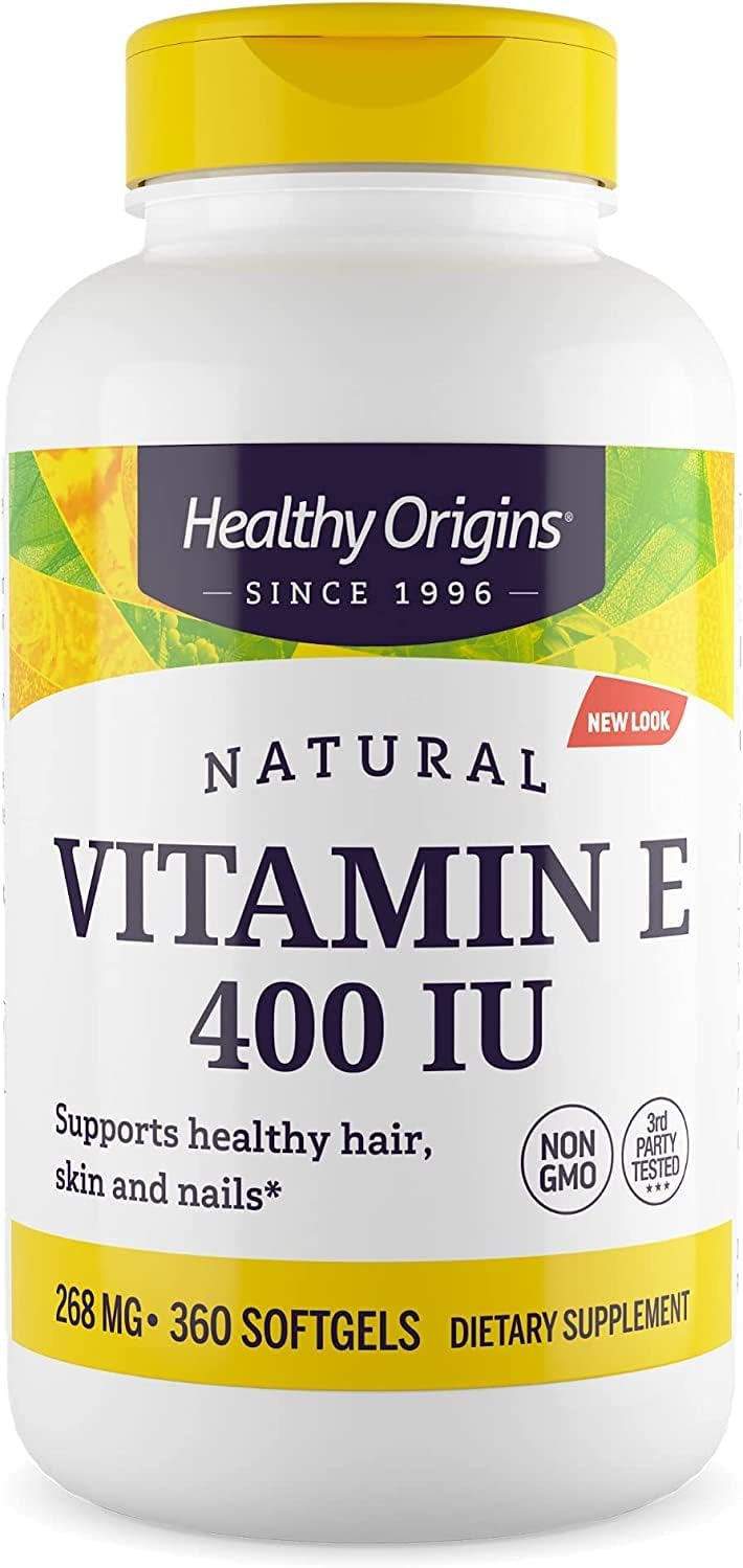 Non-GMO Vitamin E Supplement with Mixed Tocopherols - 400 IU Skin, Hair, & Nails Support - 360 Softgels - Gluten-Free