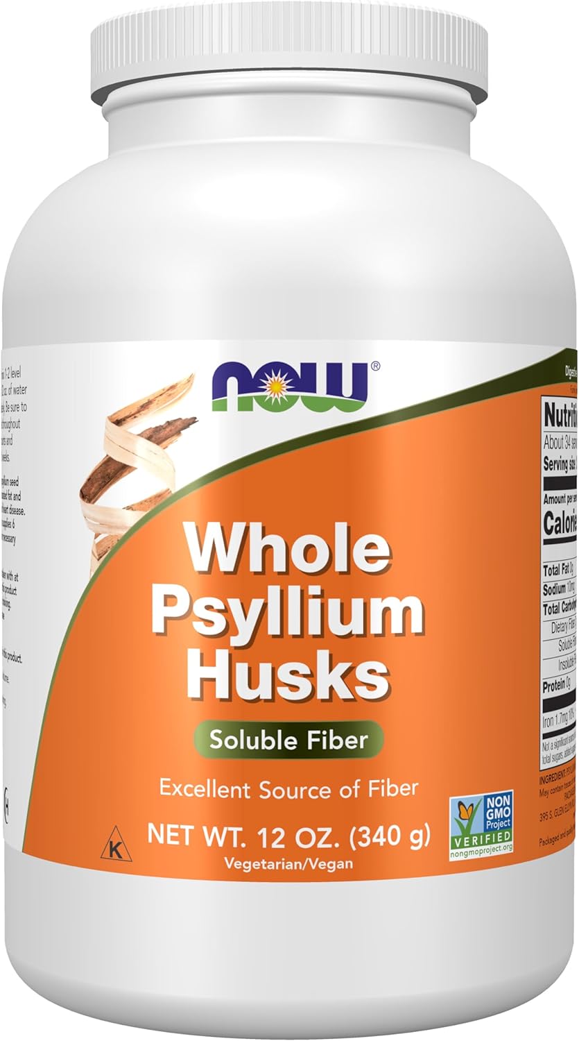 Non-GMO Whole Psyllium Husk Granules by NOW Foods - 12-Ounce Soluble Fiber Supplement