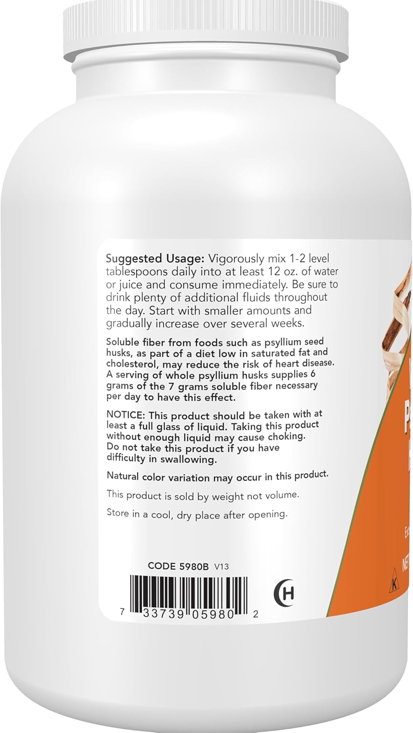 Non-GMO Whole Psyllium Husk Granules by NOW Foods - 12-Ounce Soluble Fiber Supplement