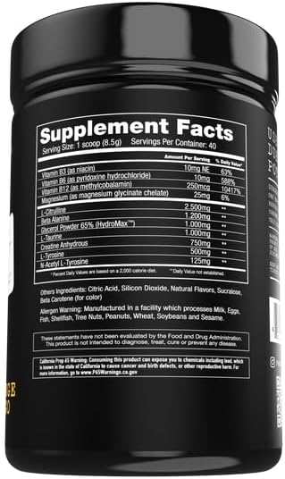 Non-Stimulant Pre-Workout Powder for Enhanced Focus and Pump | Protein Drink with Amino Acids | Orange Mango Flavor | 40 Servings
