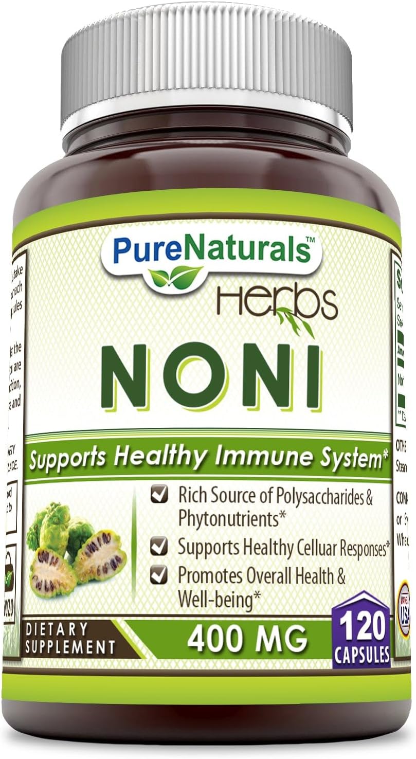 Noni Capsules 400mg - 100% Pure Natural Supplement - 120 Count