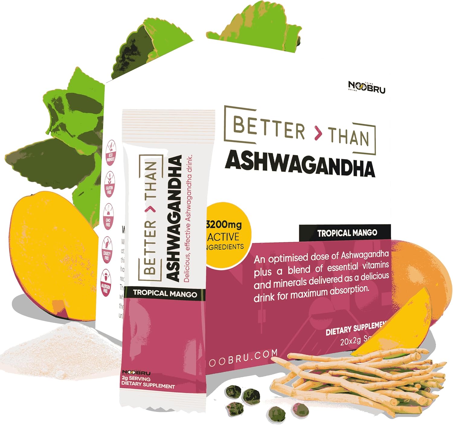 Noobru Better Than Ashwagandha - Reclaim Youthful Energy and Calm with Game-Changing Benefits - 20 Sachets