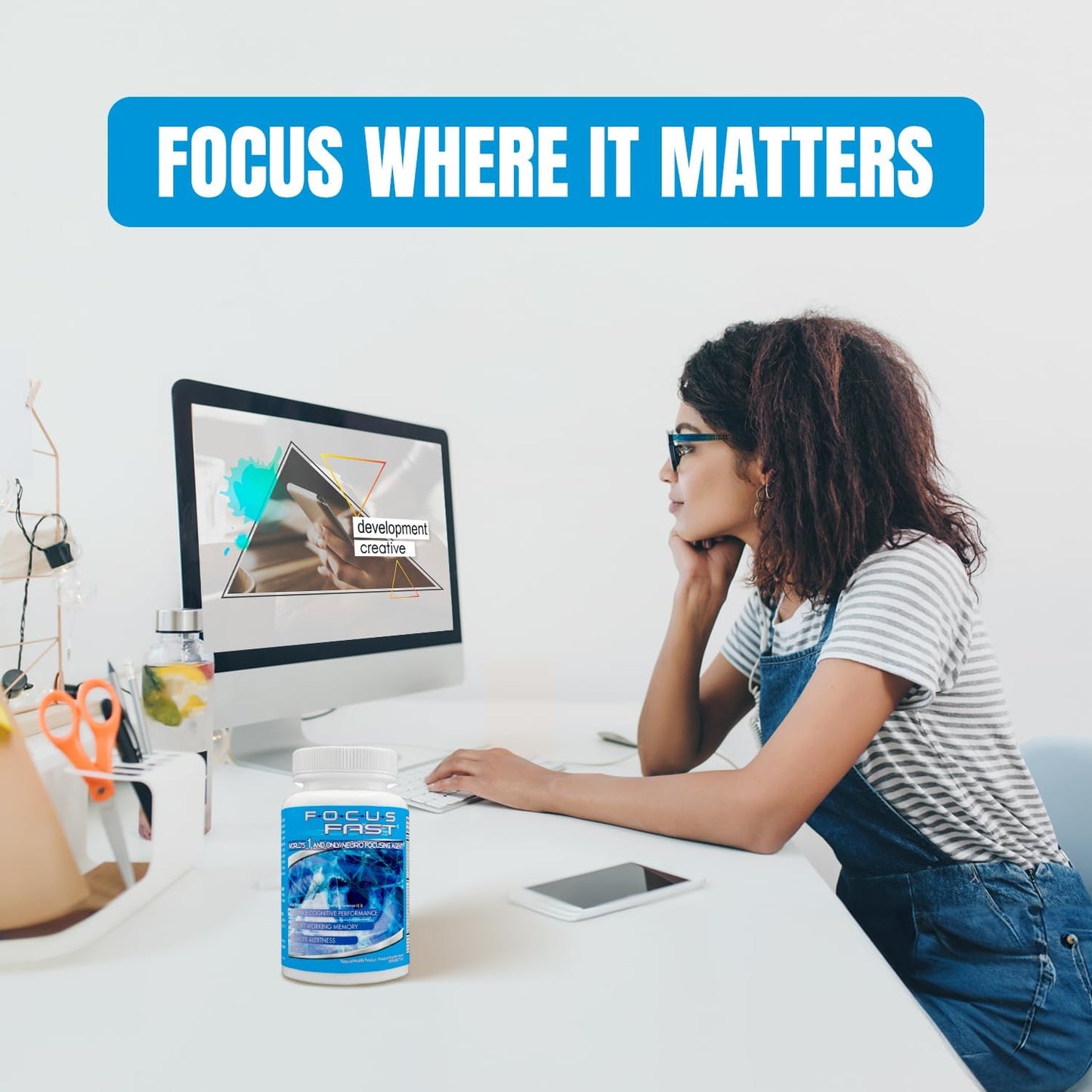 Nootropic Supplement for Focus & Memory Support - Brain Booster Pills with Vitamins, Choline, Ginseng, Gingko - 40 Count for Men & Women