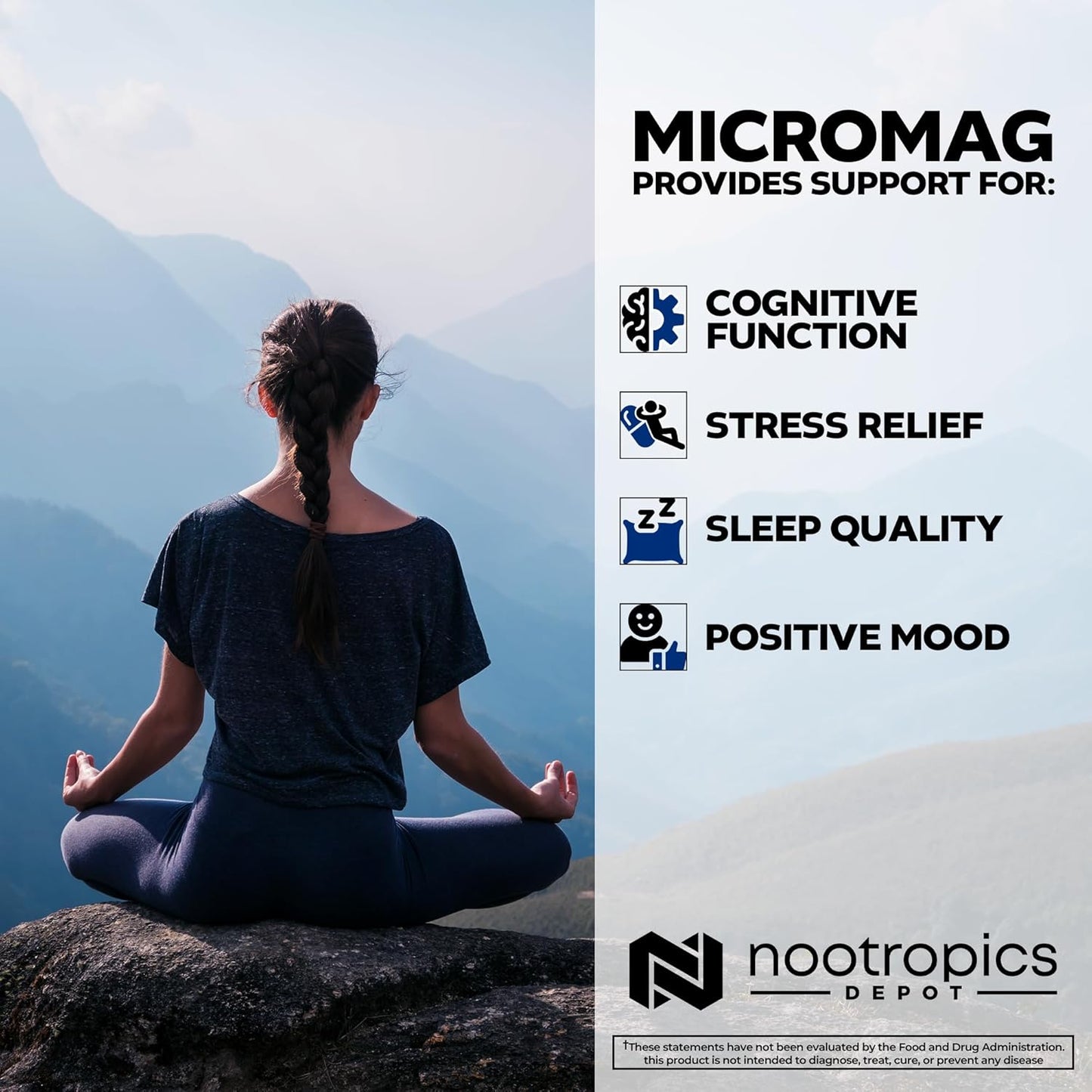 Nootropics Depot MicroMag Magnesium Capsules | 625mg | 30 Count | 200mg Elemental Magnesium - BoostGo Australia