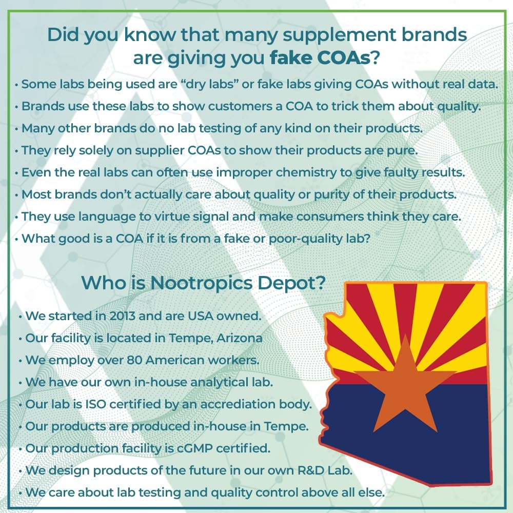 Nootropics Depot NADH + Chlorophyll Capsules 90 Count - Energy, Alertness, Mental Clarity, & Healthy Aging - Nicotinamide Adenine Dinucleotide - Chlorella vulgaris (Broken Cell)