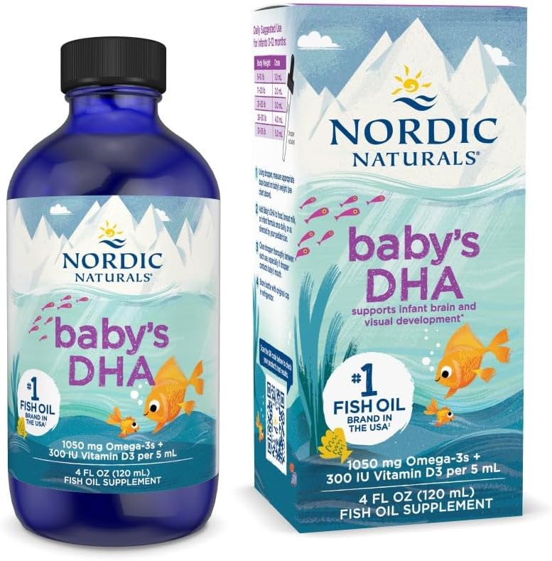 Nordic Naturals Baby DHA Supplement for Brain and Vision Development - Unflavored, 4 oz - Non-GMO Formula with Omega-3 and Vitamin D3