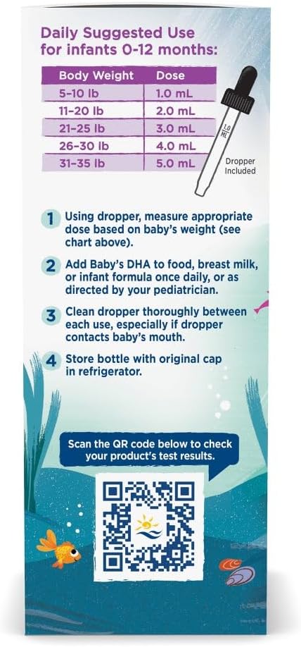 Nordic Naturals Baby DHA Supplement for Brain and Vision Development - Unflavored, 4 oz - Non-GMO Formula with Omega-3 and Vitamin D3