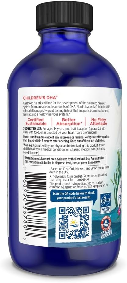 Nordic Naturals Children's DHA Strawberry 4 oz - 530mg Omega-3 for Kids Brain Development - Non-GMO - 48 Servings