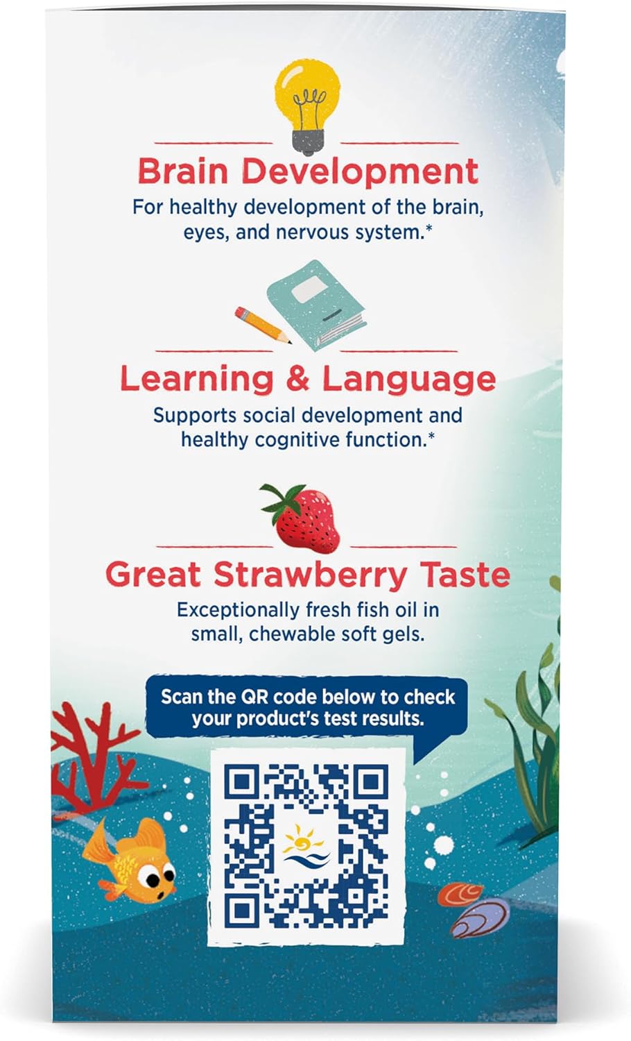 Nordic Naturals Children’s DHA Strawberry Soft Gels - 90 Mini Chewables - 250mg Omega-3 for Brain Development - Non-GMO - 22 Servings