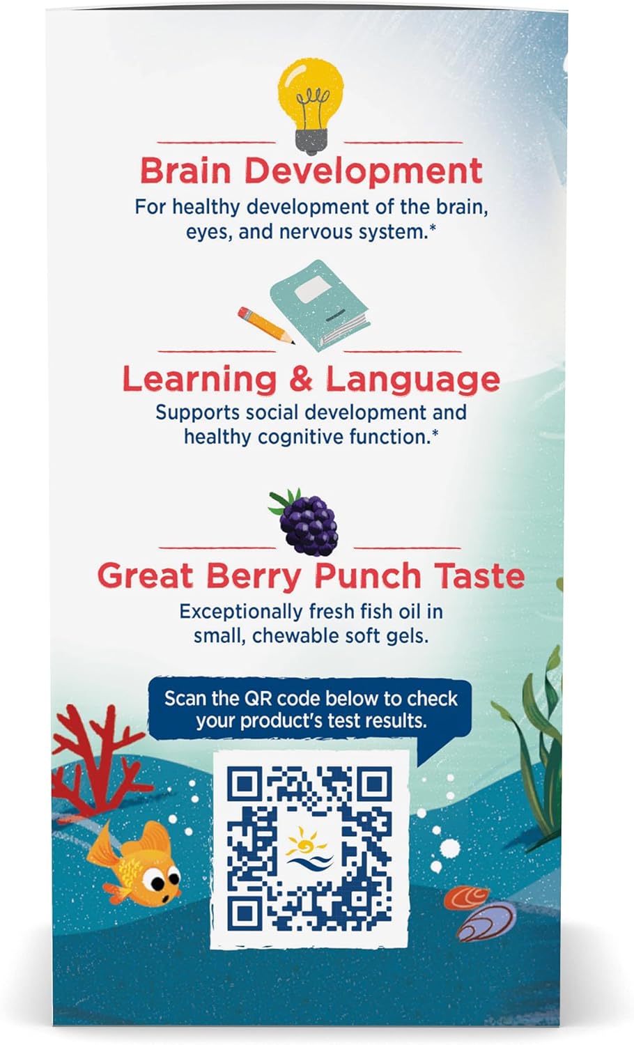 Nordic Naturals Children’s DHA Xtra Berry Punch Soft Gels - 90 Mini Chewables for Kids - 636mg Omega-3s for Cognitive & Immune Support - Non-GMO - 30 Servings