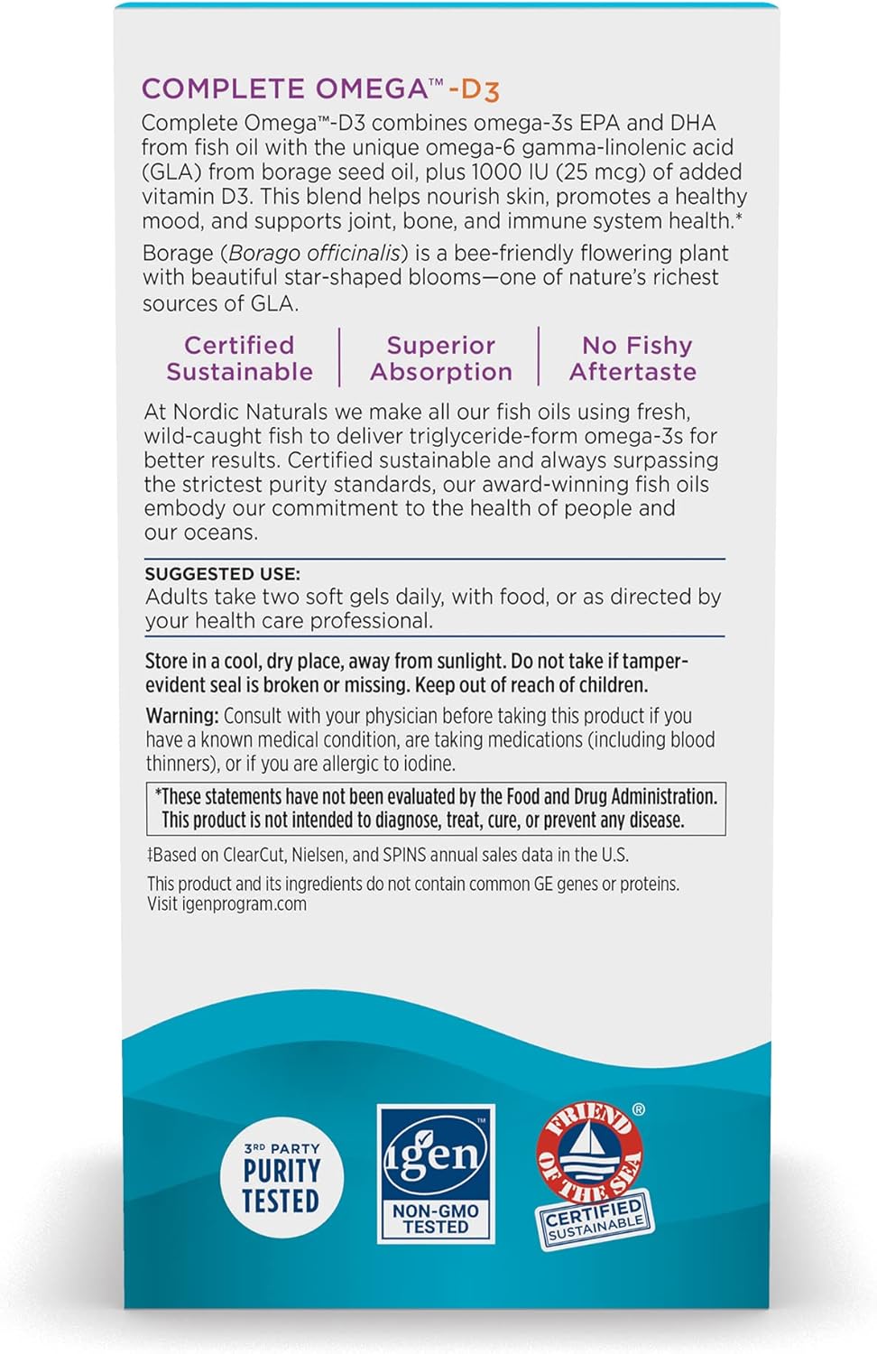 Nordic Naturals Complete Omega-D3 Soft Gels - Lemon Flavor, 120 Count - 565mg Omega-3, 70mg GLA, 1000 IU Vitamin D3 - EPA & DHA - Promotes Healthy Skin, Cognition, Positive Mood - Non-GMO, 60 Servings