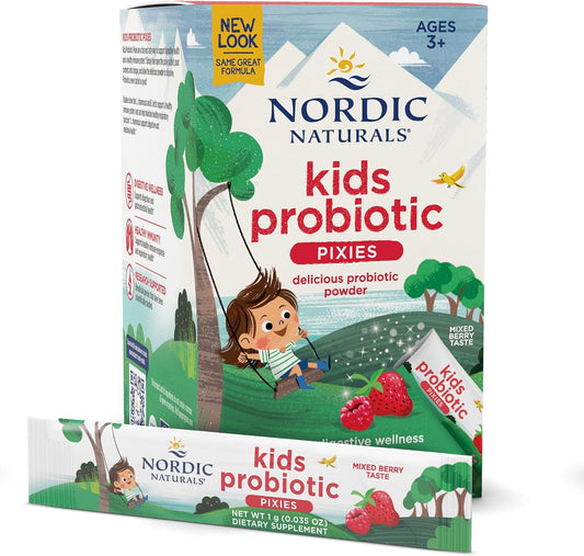 Nordic Naturals Kids Probiotic Pixies, Mixed Berry - 30 Packets - 3 Billion CFU - Digestive & Immune Support - Non-GMO & Vegan - 30 Servings